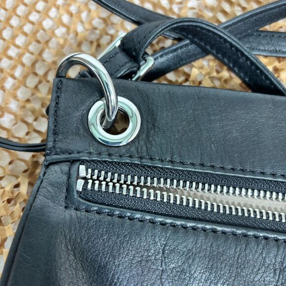Margot New York | Black Leather Crossbody Purse w/ Silver Hardware | Excellent - Picture 7 of 12